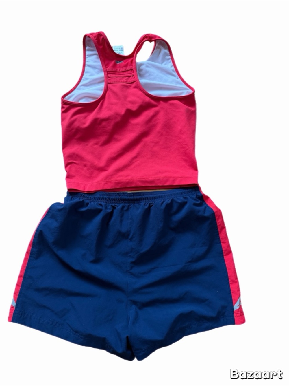 Adidas Tank Large Shorts Medium Red Blue Athletic Set Logo Sport Built In Bra - Picture 3 of 5